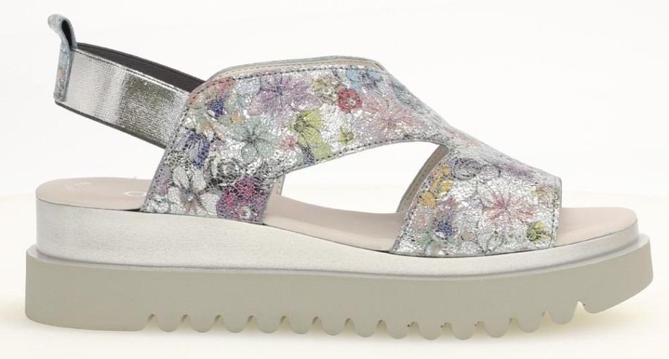 Gabour | Exclusif 23612.30 - Cuir Fleuri Argent Métallisé