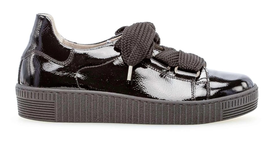 Gabour | Exclusive 33.330-97 - Baskets Basses à Lacets Cuir Verni Noir