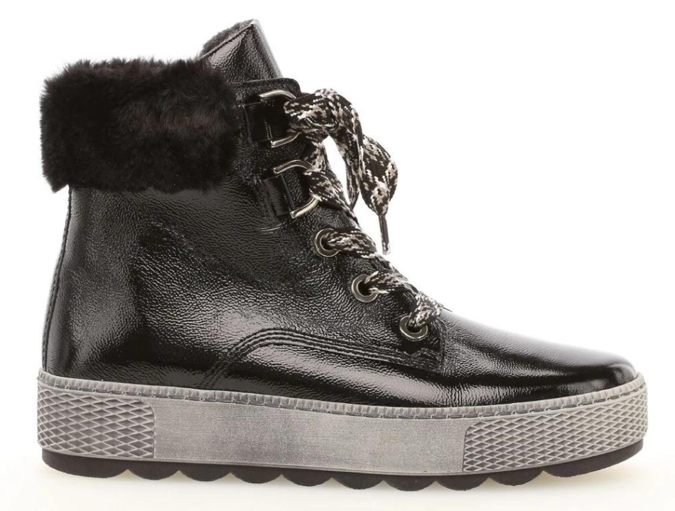 Gabour | Exclusif 36.565-97 - Hi Top Lace Cuir Verni Noir