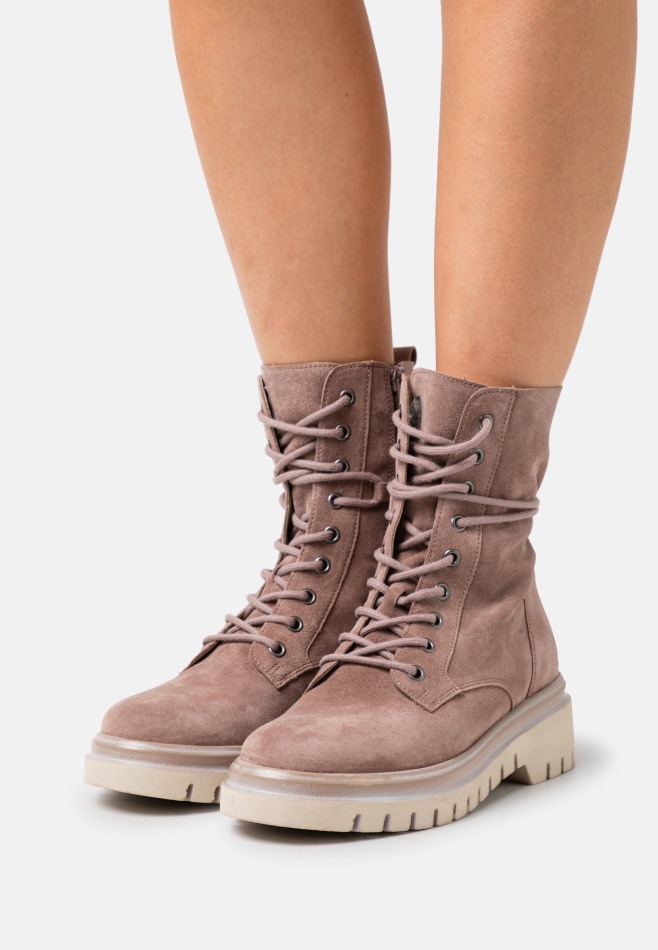 Gabour | Bottines à Lacets Exclusives Rose Foncé/panna