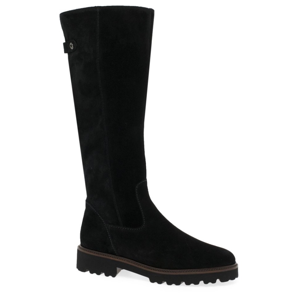 Gabor Daim Noir | Bottes Hauteur Genou Exclusives Be-bop M Pour Femmes