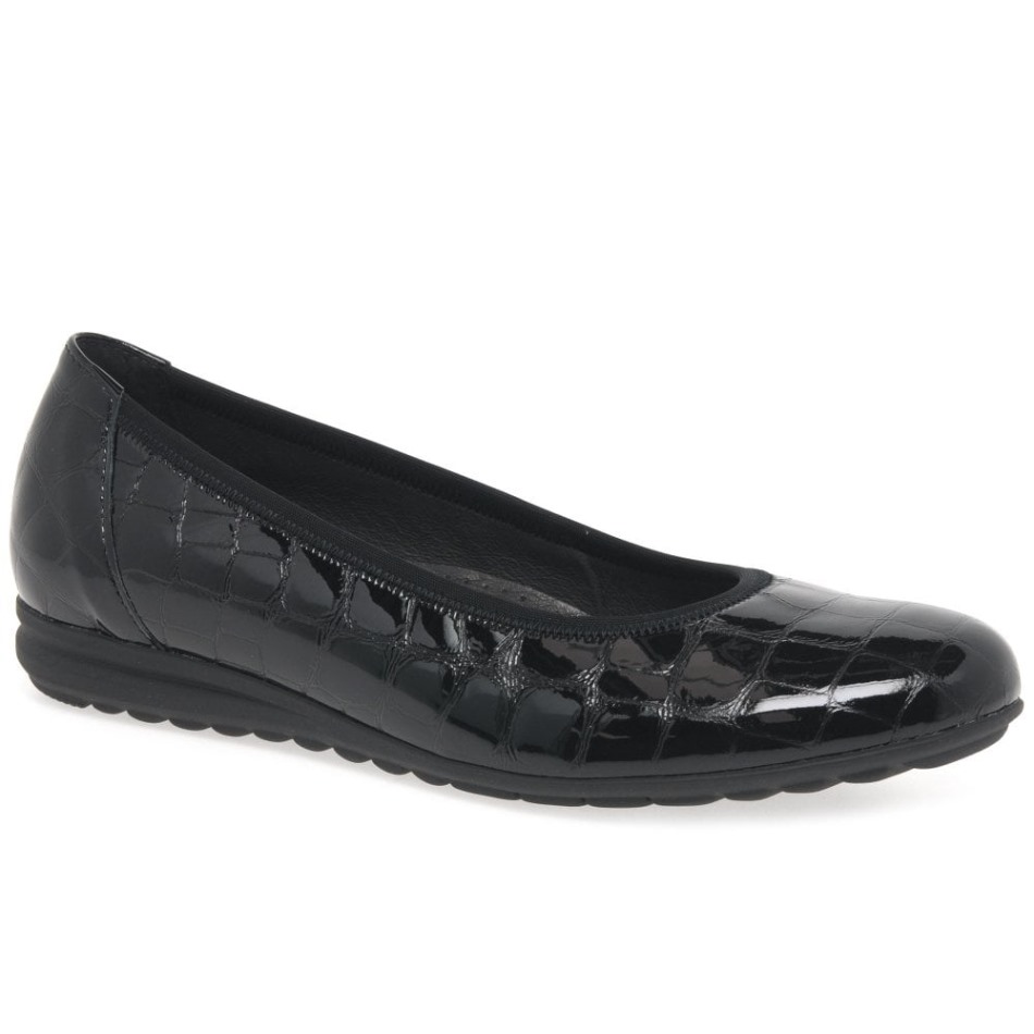 Gabour | Exclusif Ballerines Casual Croco Noir Verni Splash Femme