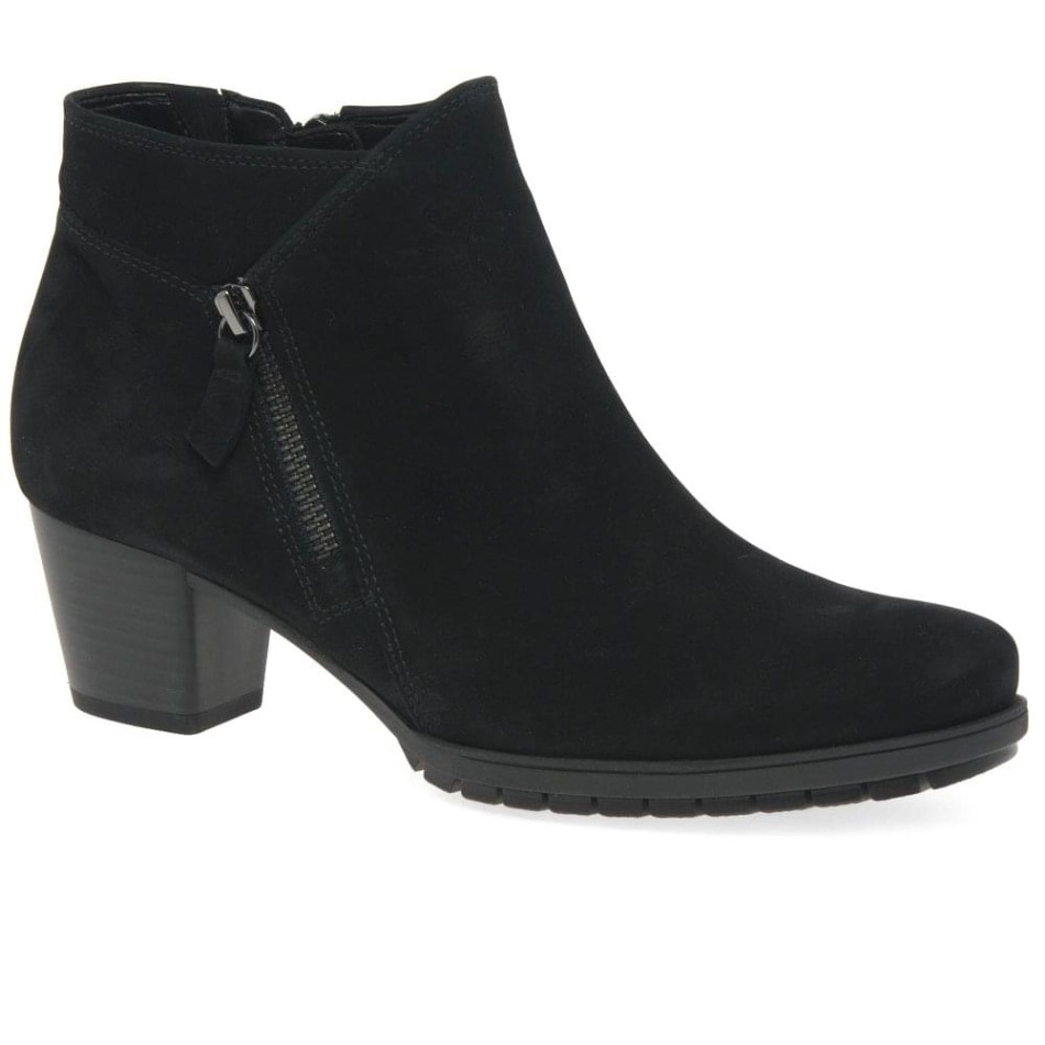 Gabour | Bottines Olivetti Exclusives En Nubuck Noir Pour Femme à Fermeture Zippée