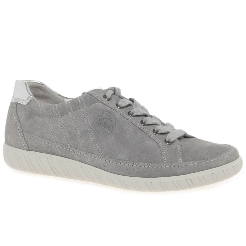 Daim Gris/gabor Argento | Baskets Exclusives Amulet Pour Femmes, Coupe Large