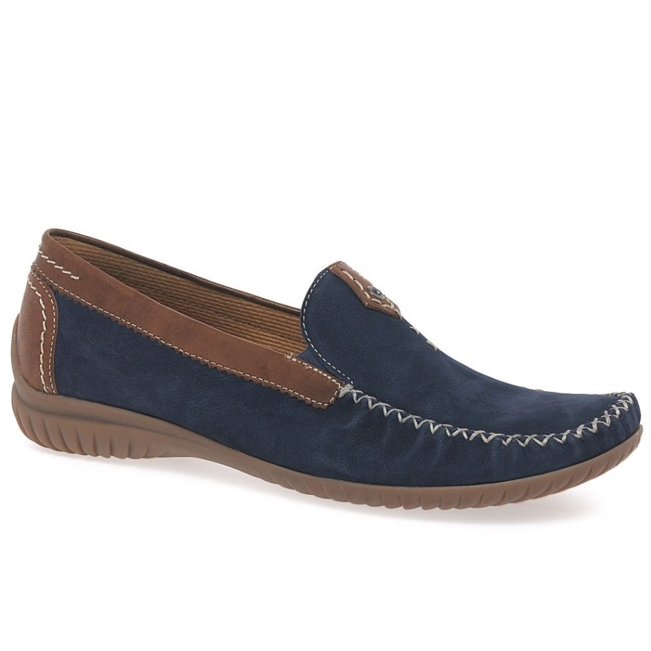 Nubuck Marine/gabor Fauve | Mocassins Exclusifs Pour Femmes California Sporty