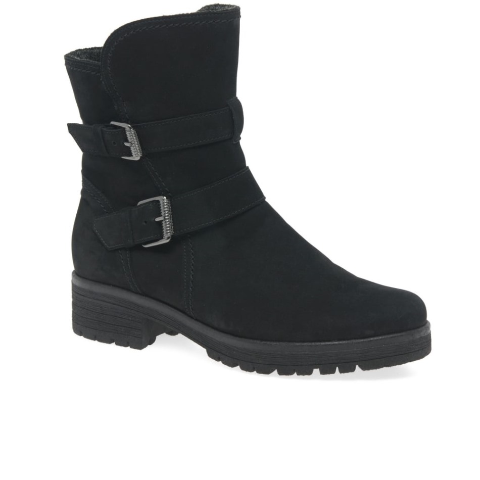 Shiraz Bottes De Motard à Boucle Pour Femme Gabor | Nubuck Exclusif à L'huile Noire