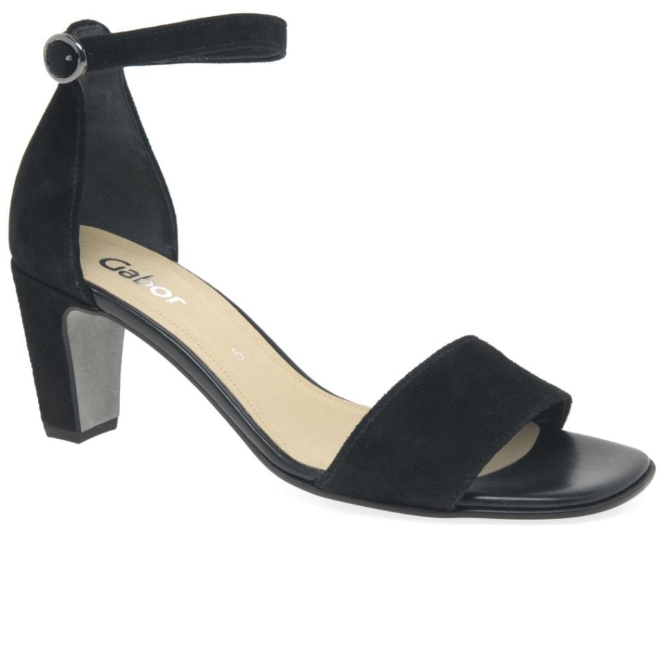 Sandales à Talons Hauts Pour Femmes Licorne Gabor En Daim Noir | Exclusif